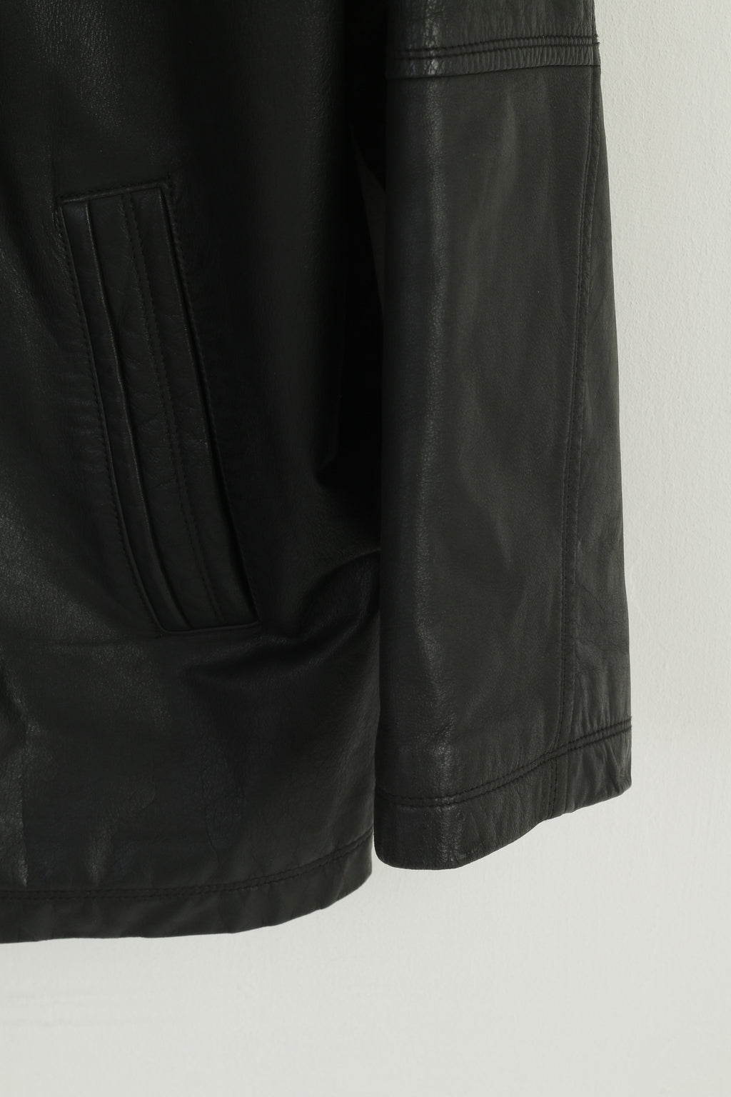 Paolo Negrato Men 54 L Jacket Black Soft Leather Classic Full Zipper Top