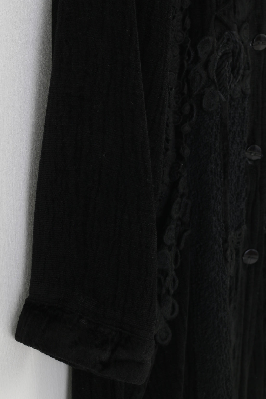 Tina Olsen Woman M Jacket Black Buttons Flowers Long Sleeve Collar Top