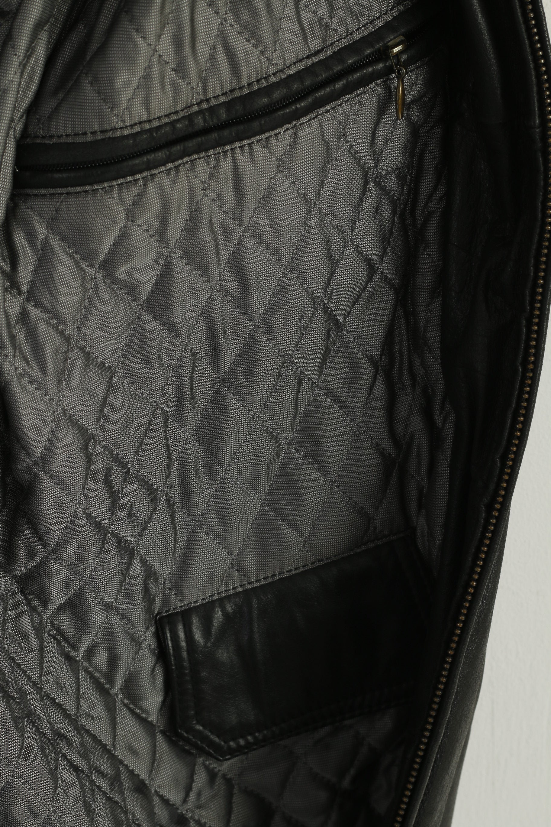 Paolo Negrato Men 54 L Jacket Black Soft Leather Classic Full Zipper Top