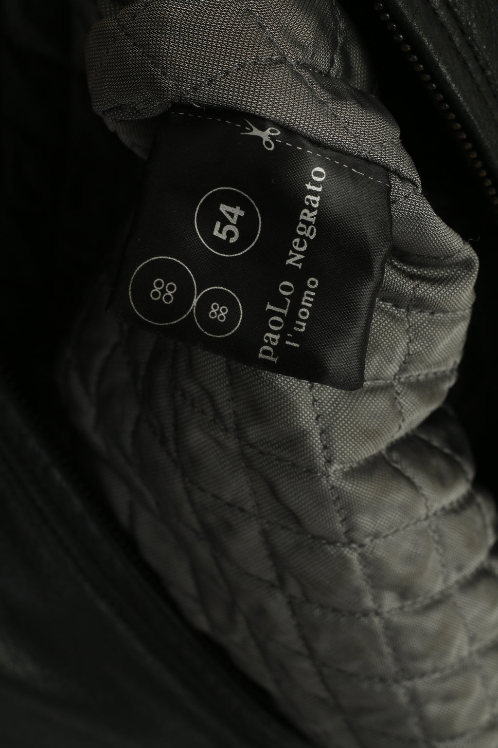 Paolo Negrato Men 54 L Jacket Black Soft Leather Classic Full Zipper Top