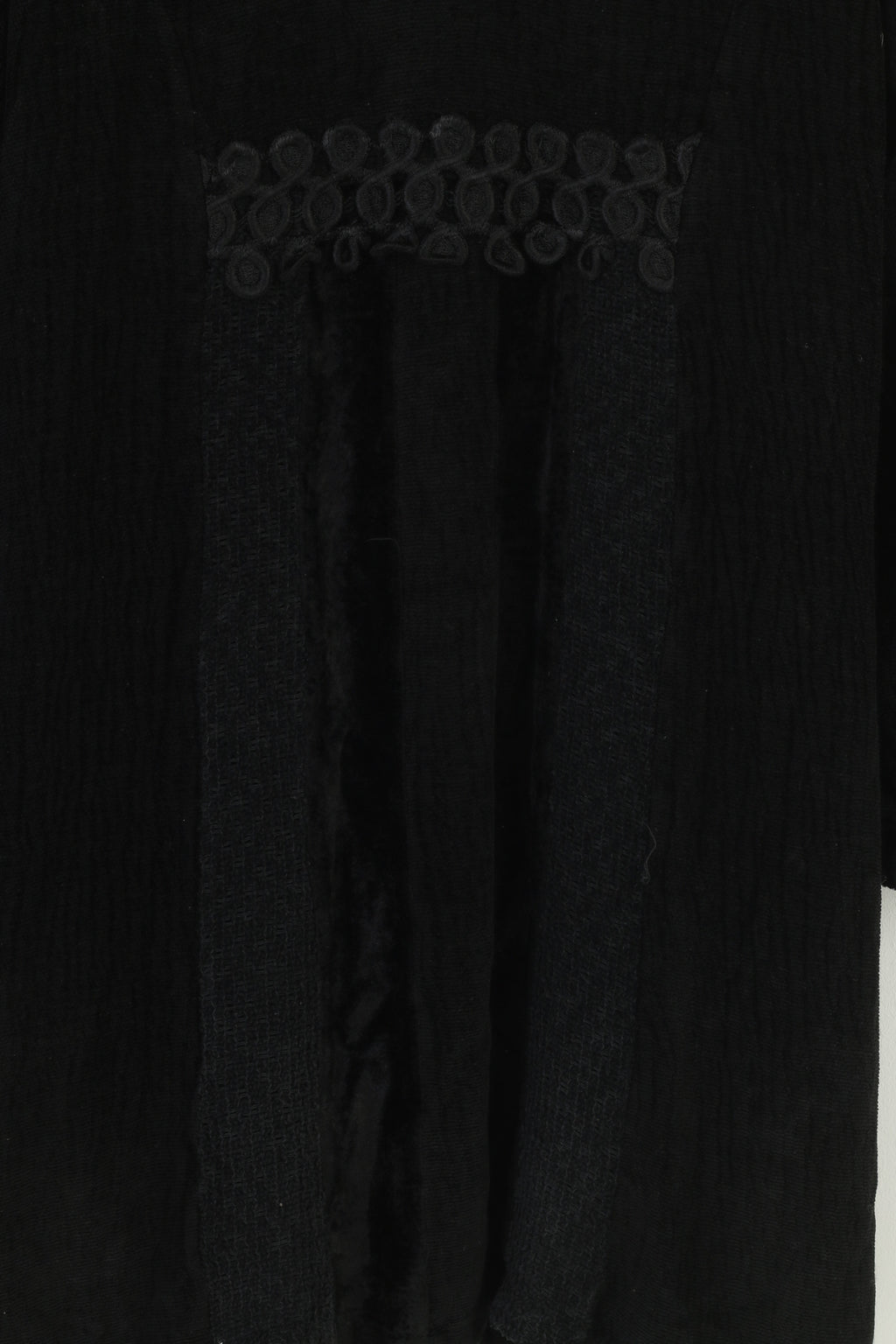 Tina Olsen Woman M Jacket Black Buttons Flowers Long Sleeve Collar Top