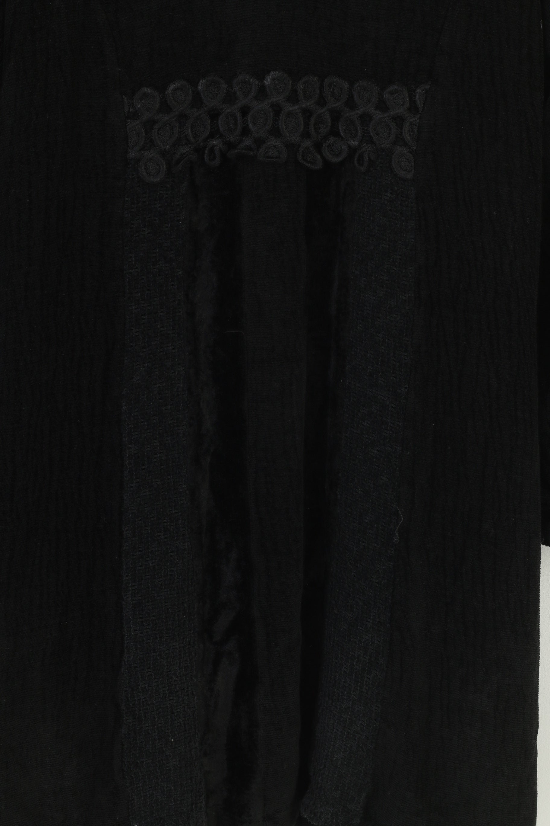 Tina Olsen Woman M Jacket Black Buttons Flowers Long Sleeve Collar Top