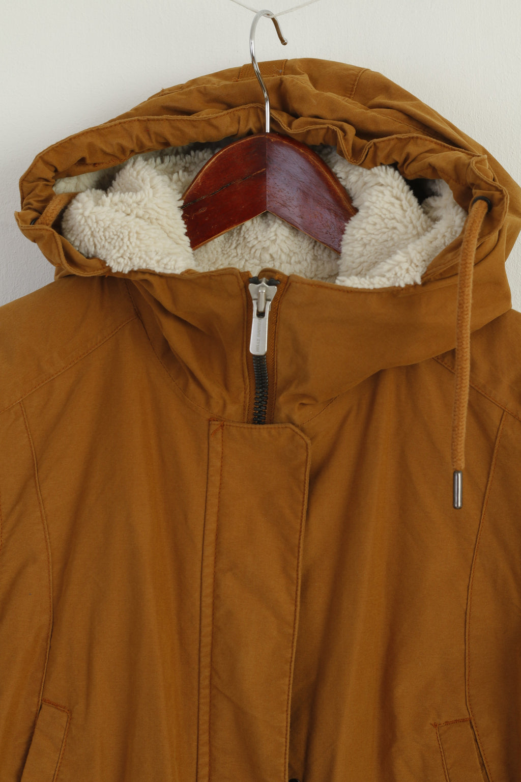 Helly Hansen Women XS Long Jacket Mustard Hooded Nylon Outdoor Parka Top