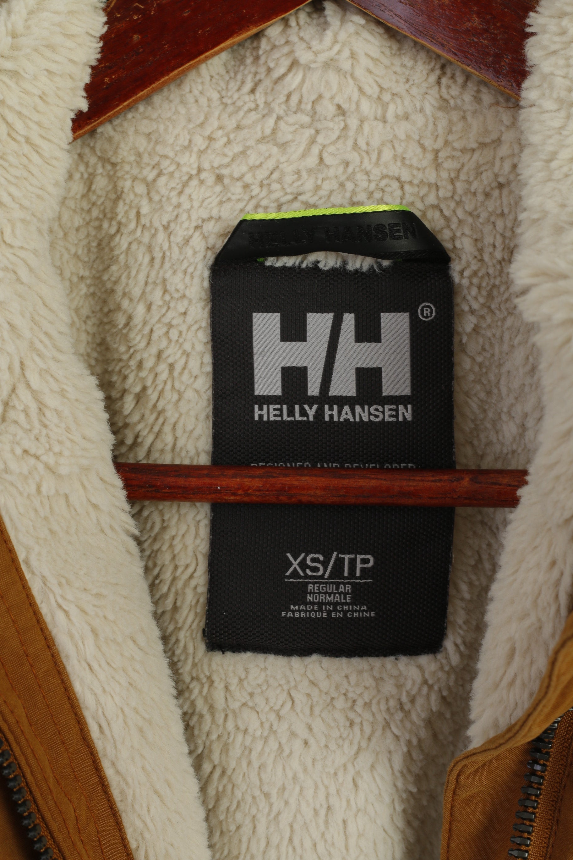 Helly Hansen Women XS Long Jacket Mustard Hooded Nylon Outdoor Parka Top