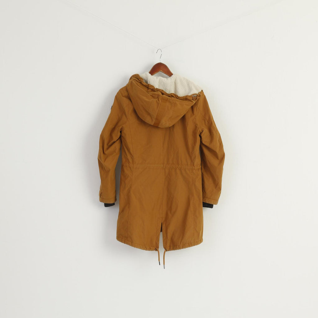 Helly Hansen Women XS Long Jacket Mustard Hooded Nylon Outdoor Parka Top