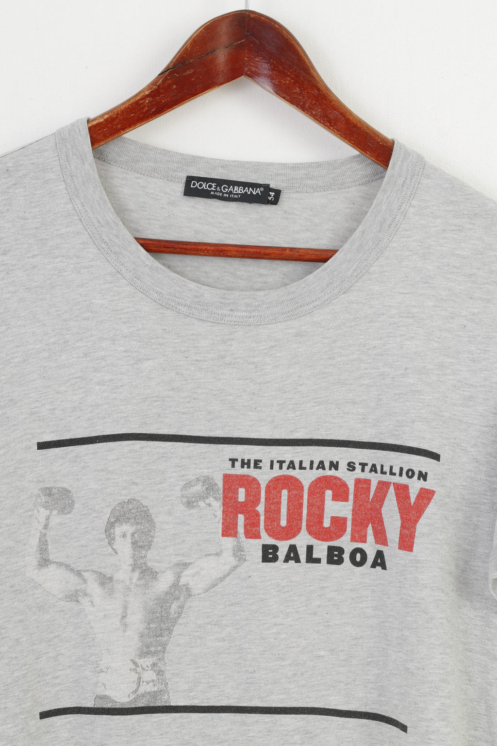 Dolce&amp;Gabbana Camicia Uomo 54 M Top Sportivo Manica Corta in Cotone Grigio Vintage Rocky