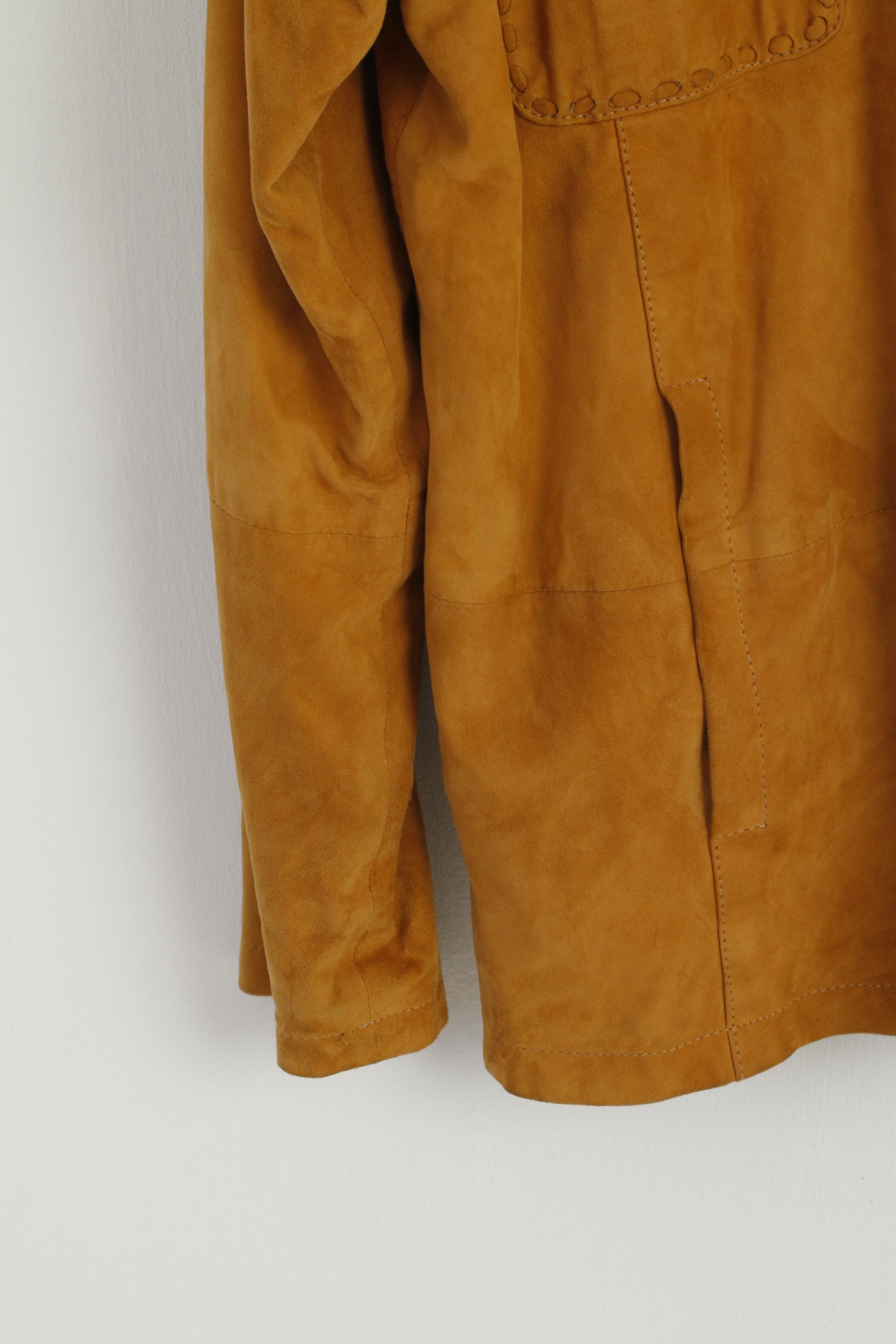 Montes Men 50 L Casual Shirt Camel Western 100% Leather Pockets Soft Top[