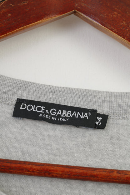 Dolce&amp;Gabbana Hommes 54 M Chemise Gris Coton Vintage RockyShort Manches Sport Top