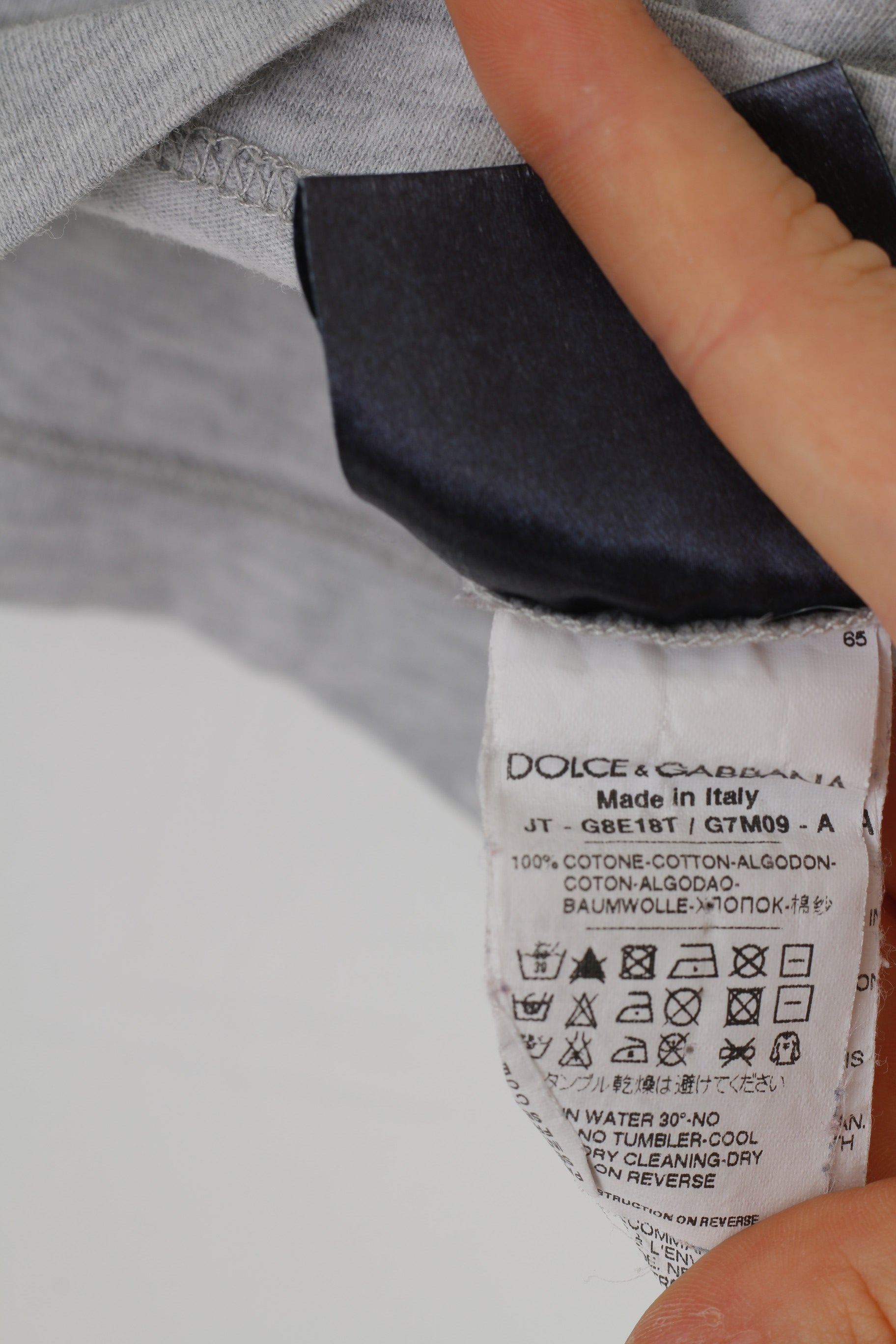 Dolce&amp;Gabbana Camicia Uomo 54 M Top Sportivo Manica Corta in Cotone Grigio Vintage Rocky