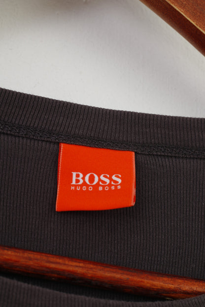 Hugo Boss Hommes XL Chemise à manches longues Charcoal Sport Stretch Vintage Casual Top