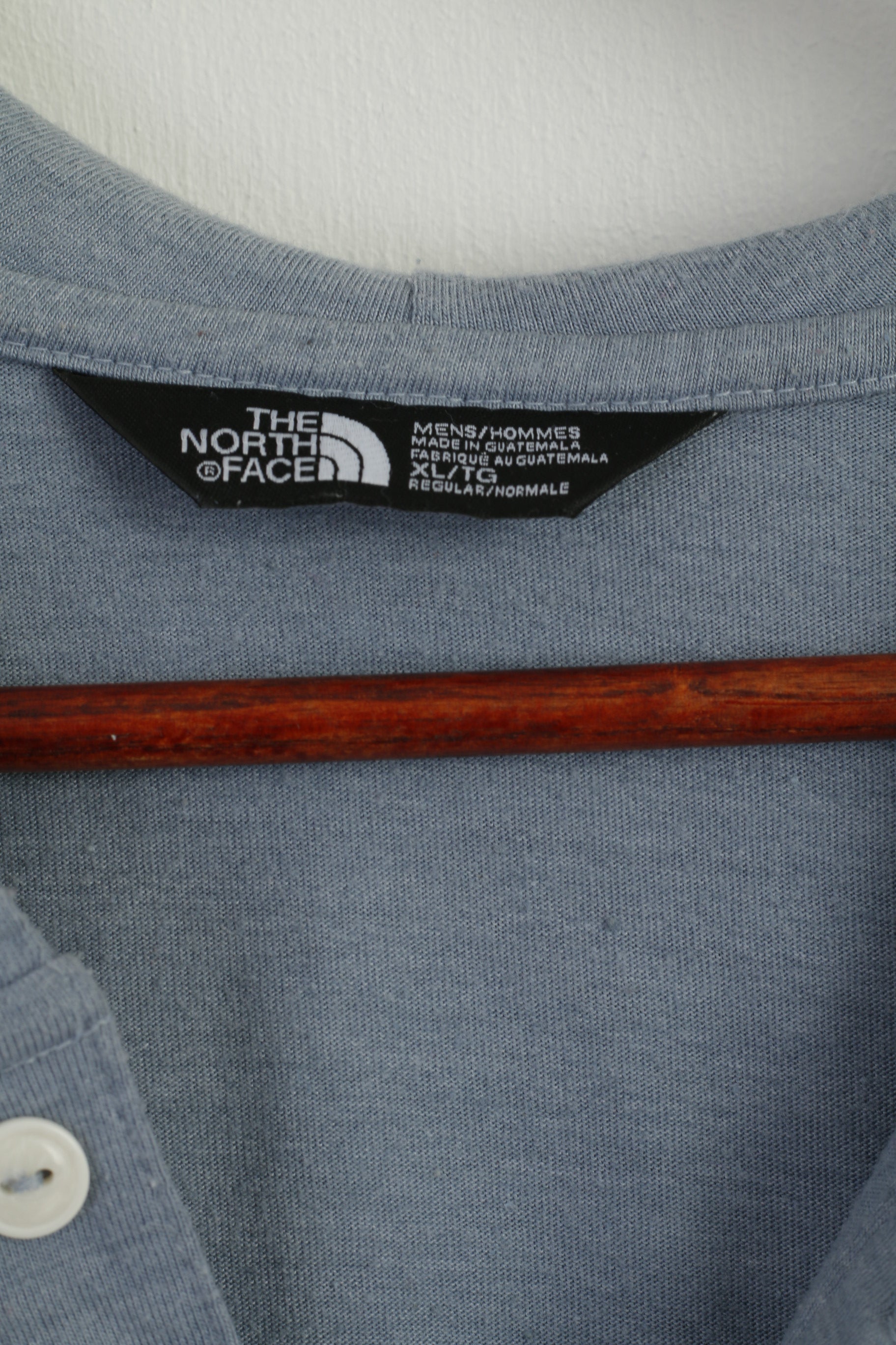 The North face Men XL Shirt Blue Cotton Hooded Long Sleeve Blouse Top