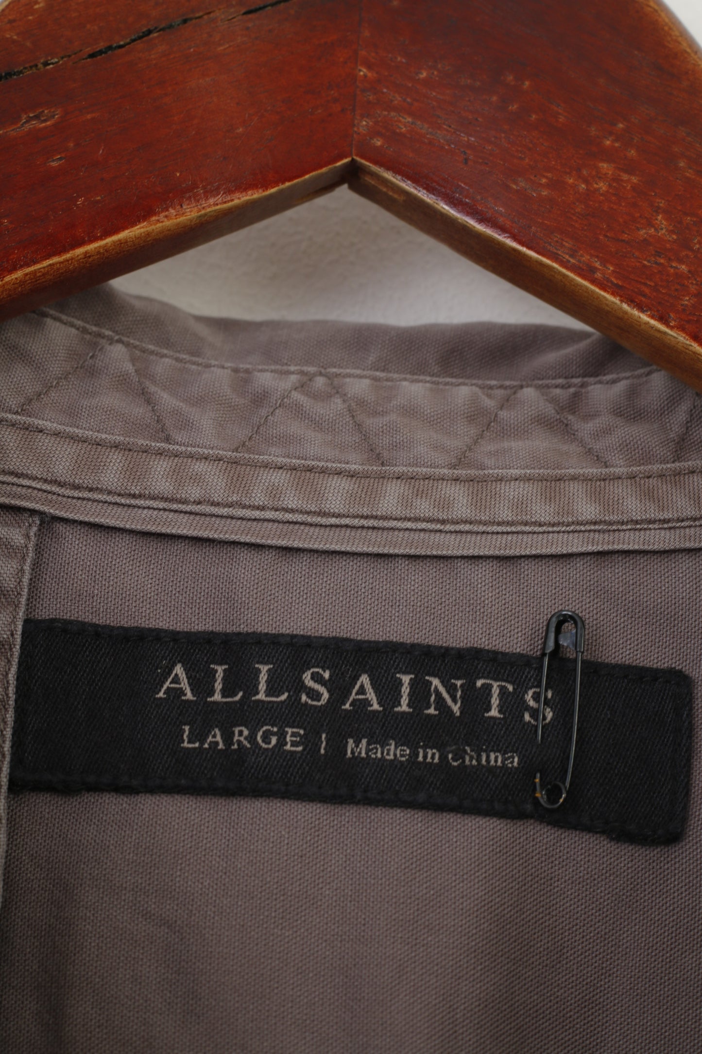 Allsaints Uomo L Camicia casual Colletto Grigio Manica media Bottoni Top elegante in cotone