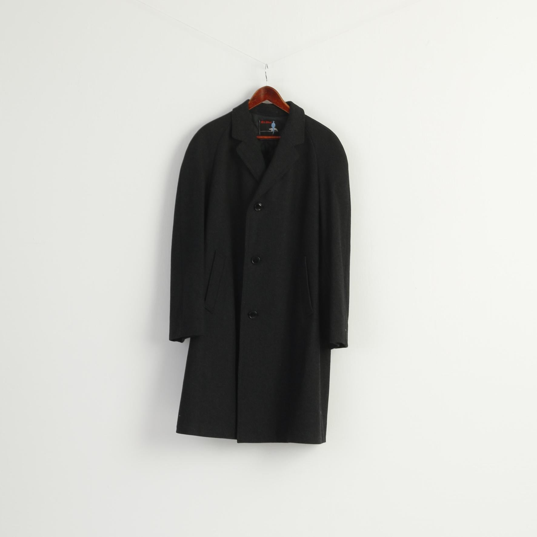 Norwind Men M Coat Charcoal Wool Made in Norway Classic Single Breasted Top