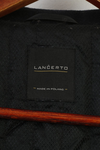 Lancerto Uomo 58 Blazer in lana nera con bottoni sul petto Top elegante a maniche lunghe