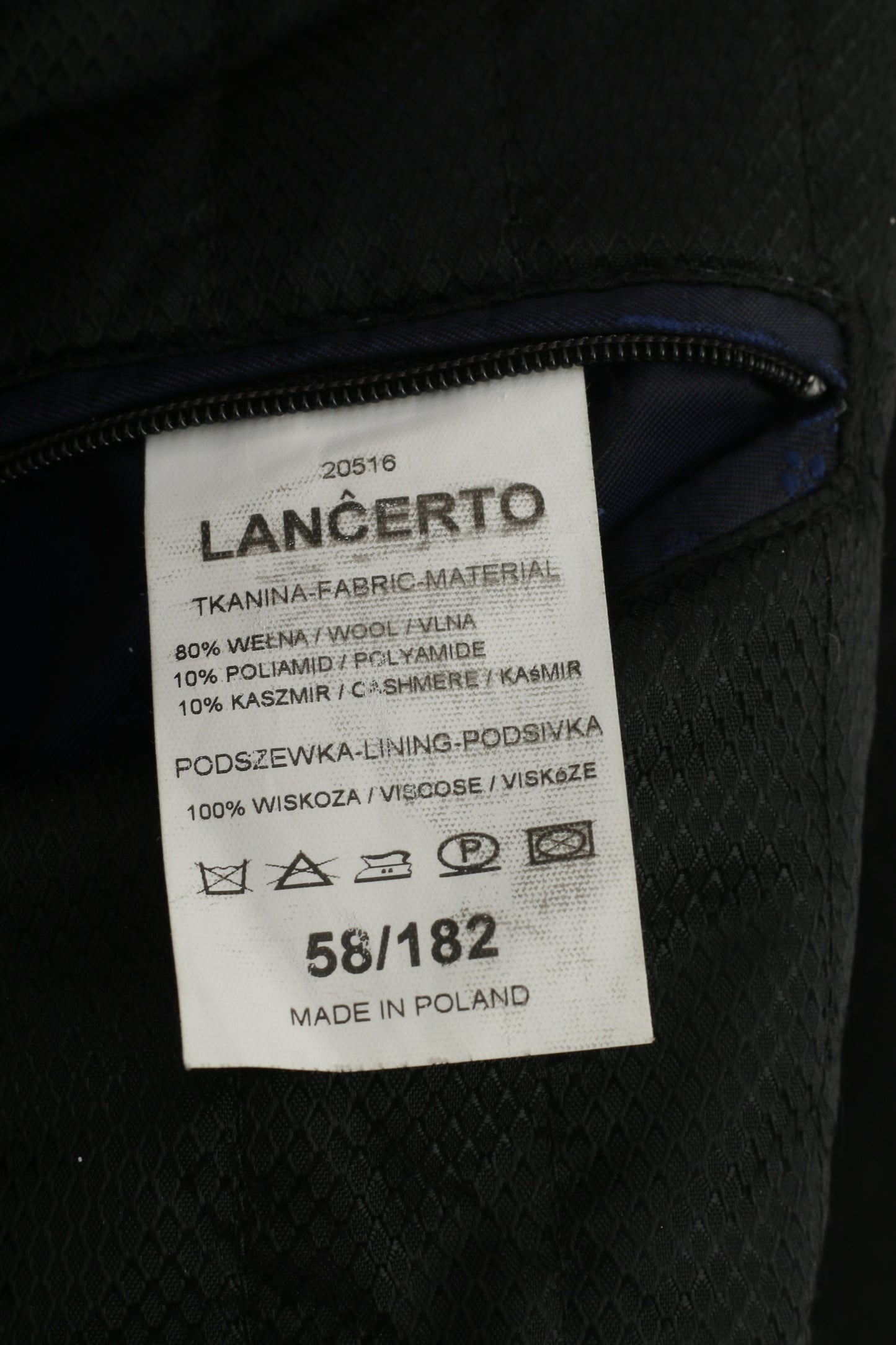 Lancerto Uomo 58 Blazer in lana nera con bottoni sul petto Top elegante a maniche lunghe