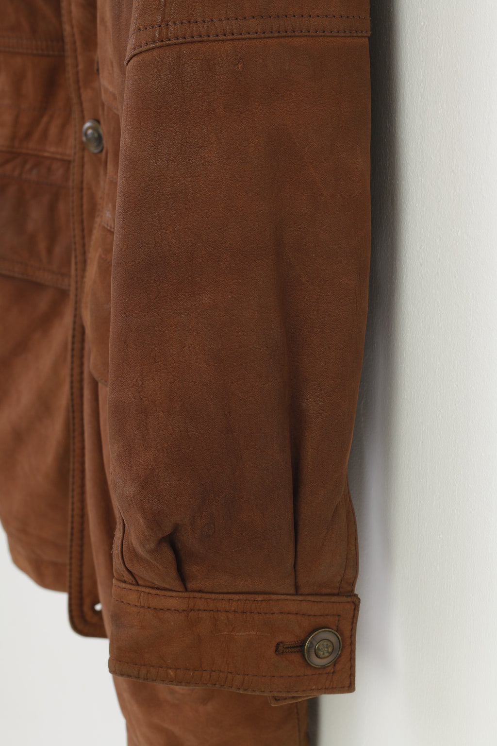 Giacca in pelle John B. Classic Line da uomo 102 L. Colletto con tasche imbottite con cerniera intera marrone vintage