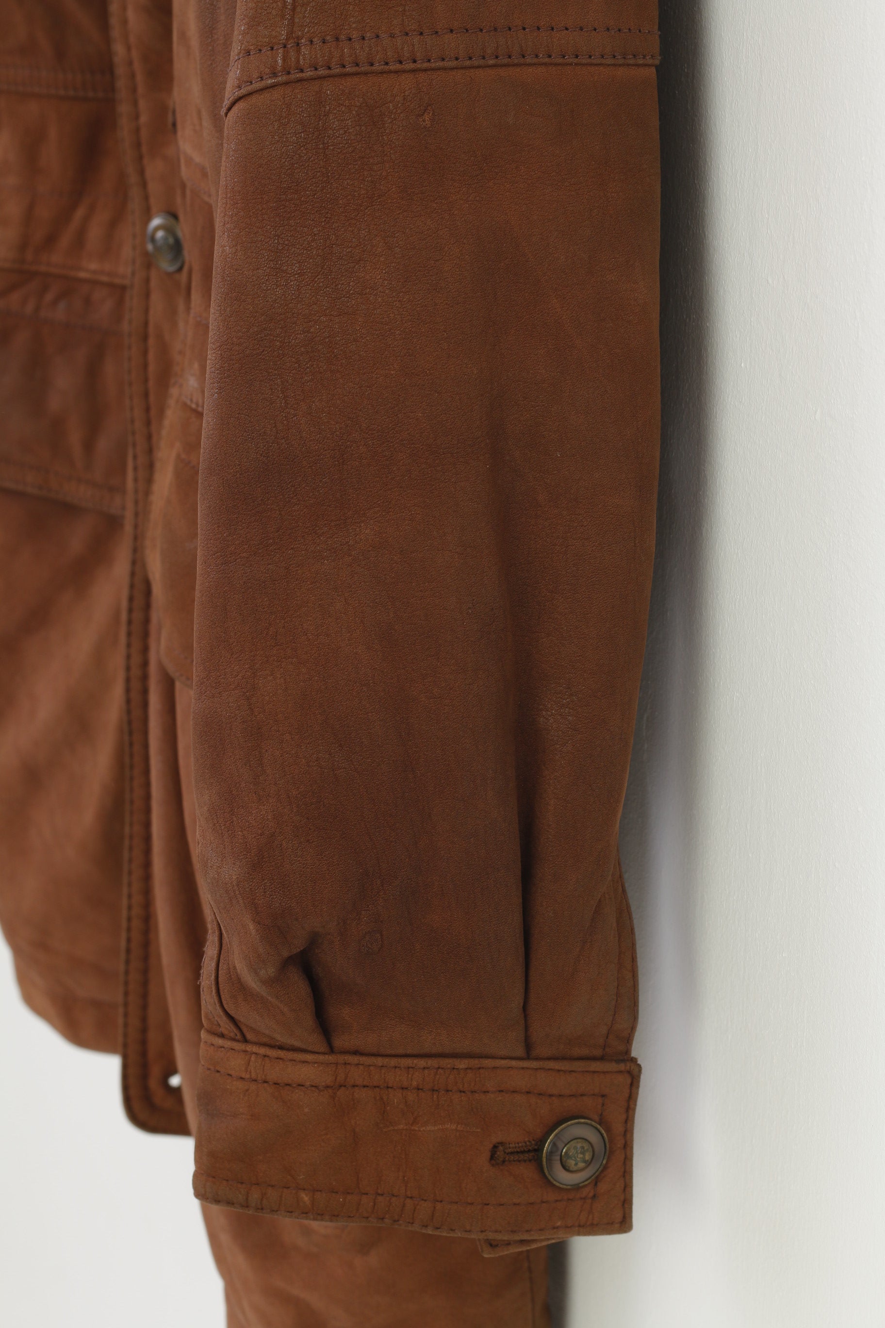 Giacca in pelle John B. Classic Line da uomo 102 L. Colletto con tasche imbottite con cerniera intera marrone vintage