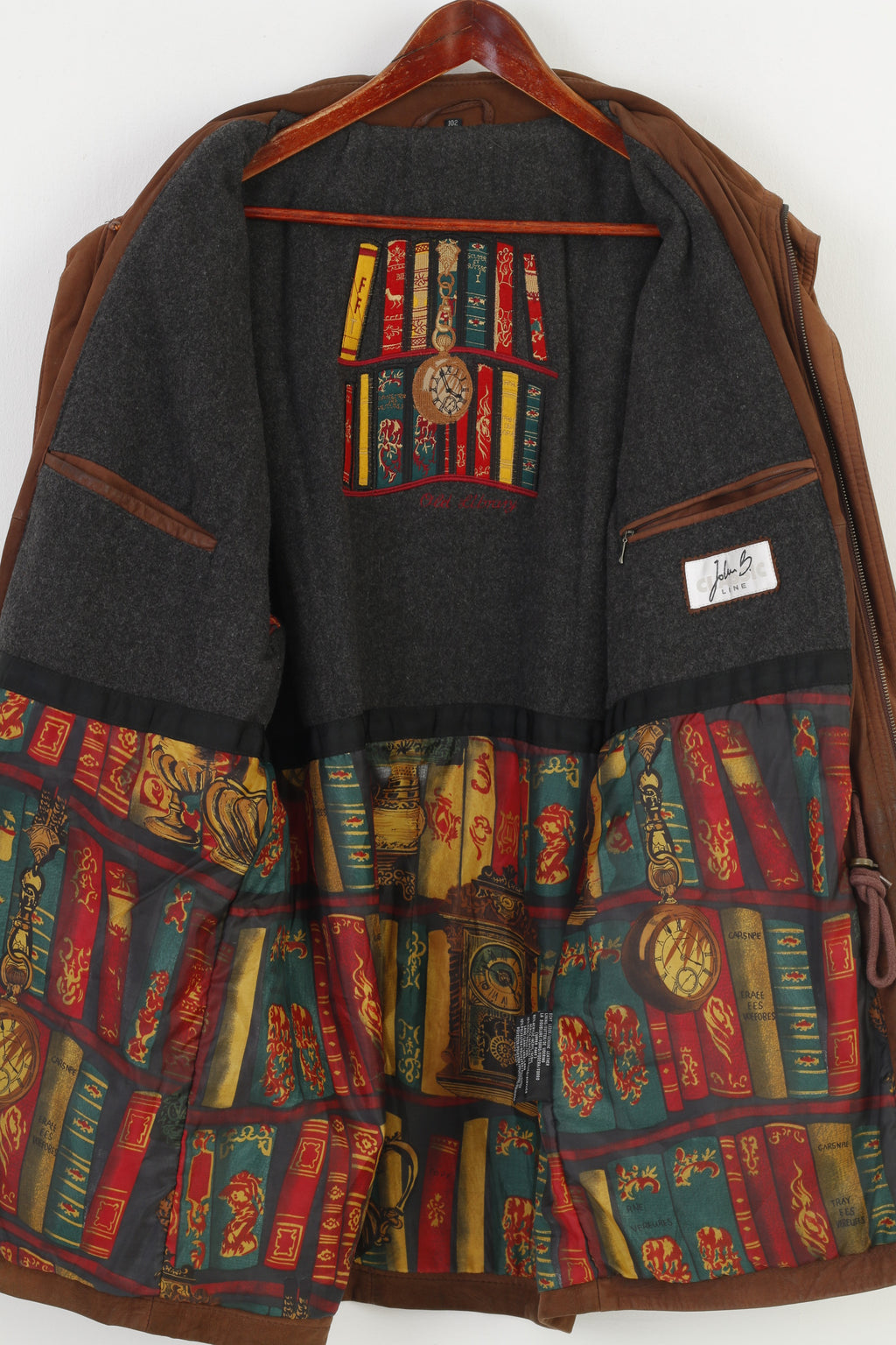 Giacca in pelle John B. Classic Line da uomo 102 L. Colletto con tasche imbottite con cerniera intera marrone vintage
