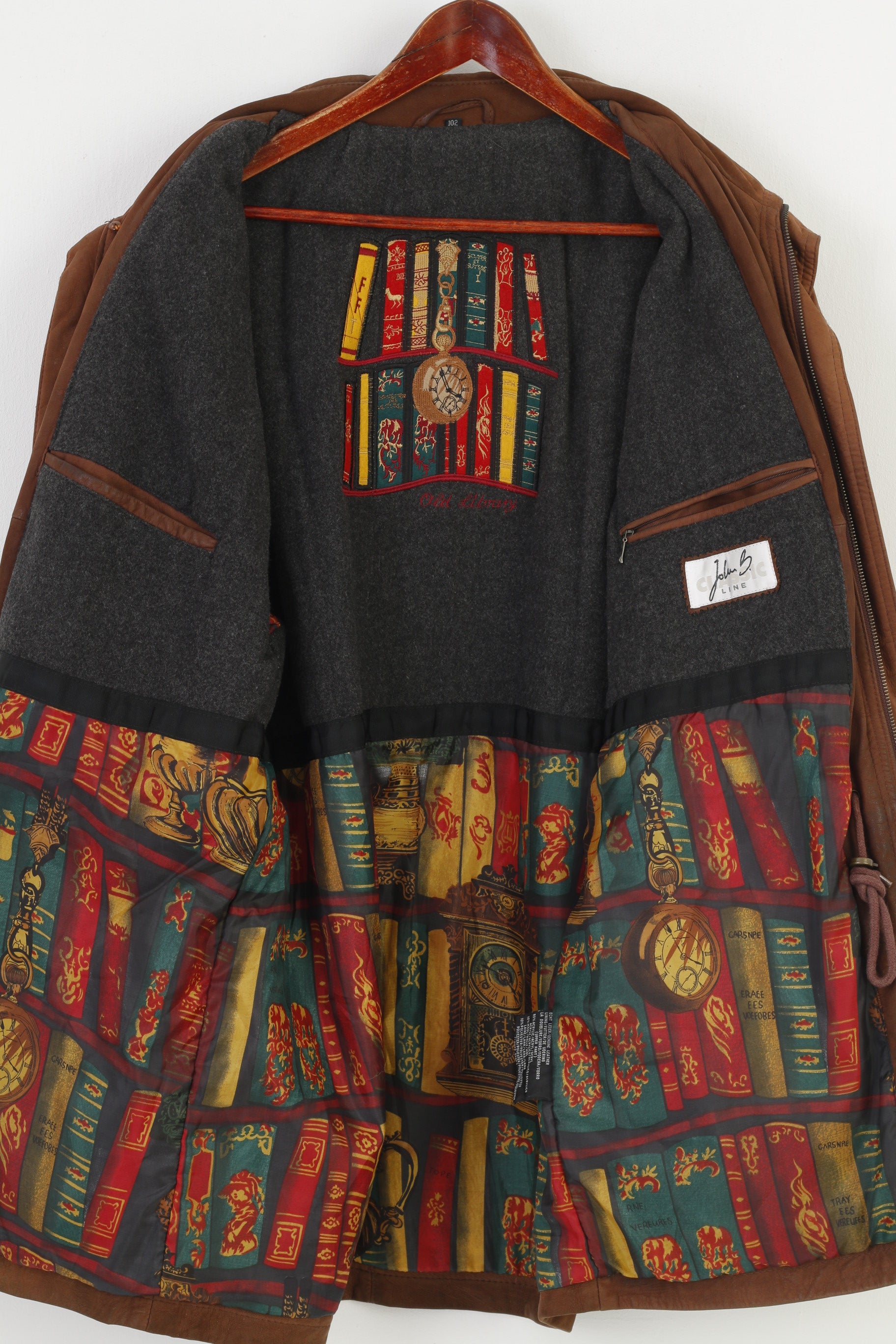 Giacca in pelle John B. Classic Line da uomo 102 L. Colletto con tasche imbottite con cerniera intera marrone vintage