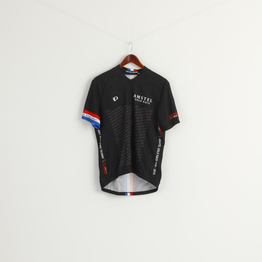 Pearl Izumi Men L Cycling Shirt Black Zip Neck Bike France 2015 Amstel Gold Race Top