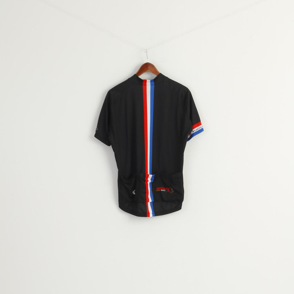 Pearl Izumi Men L Cycling Shirt Black Zip Neck Bike France 2015 Amstel Gold Race Top