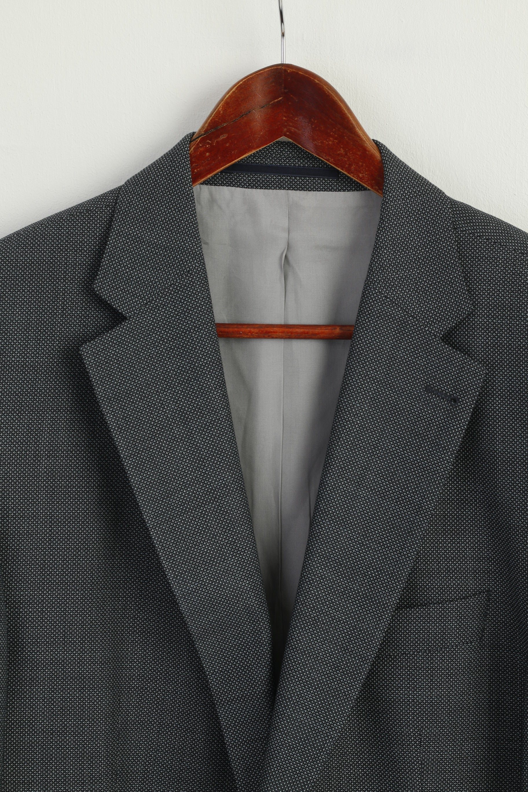 Roy Robson Men 54 44 Blazer Navy Woll Shoulder Pads Single Breasted Jacket