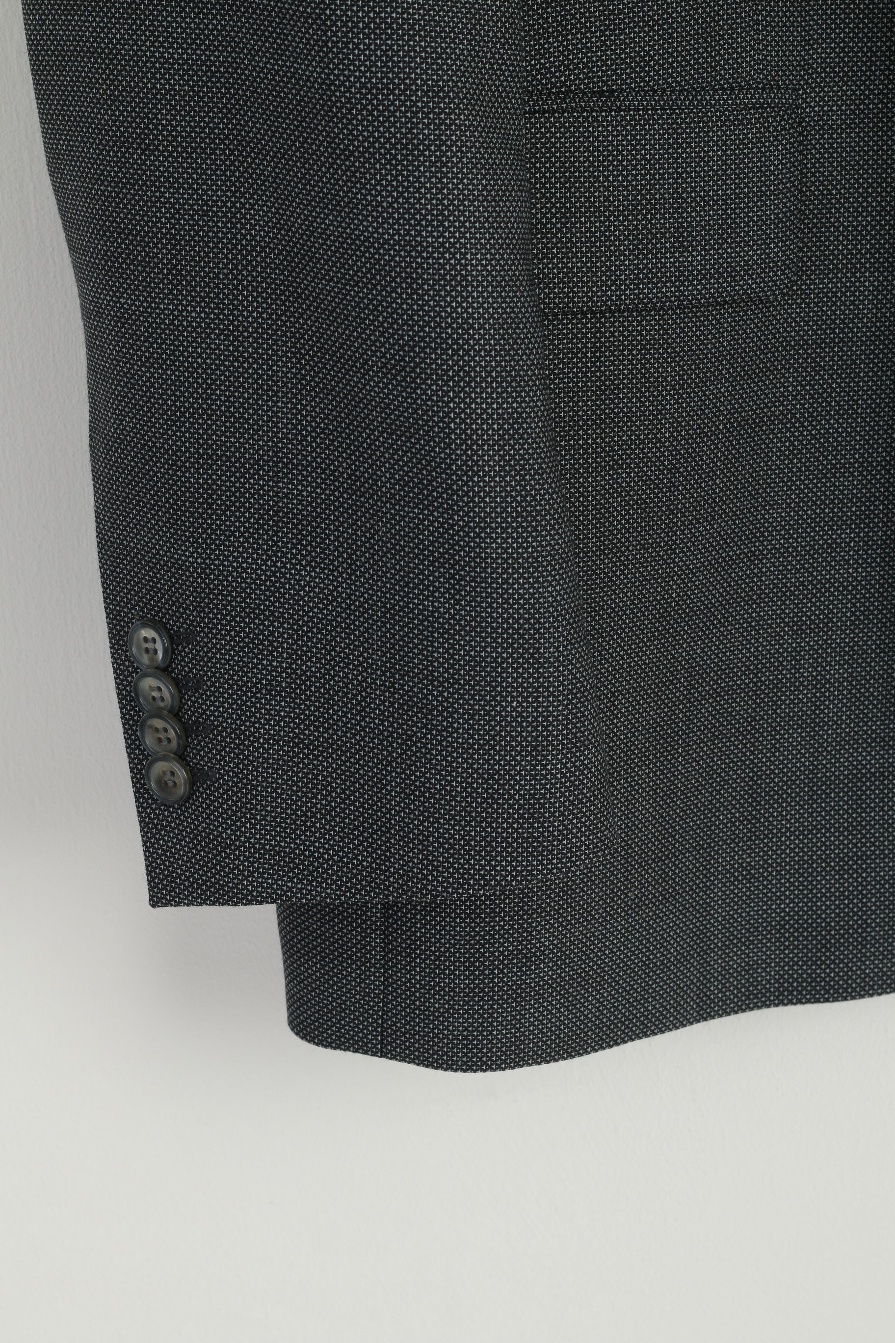 Roy Robson Men 54 44 Blazer Navy Woll Shoulder Pads Single Breasted Jacket