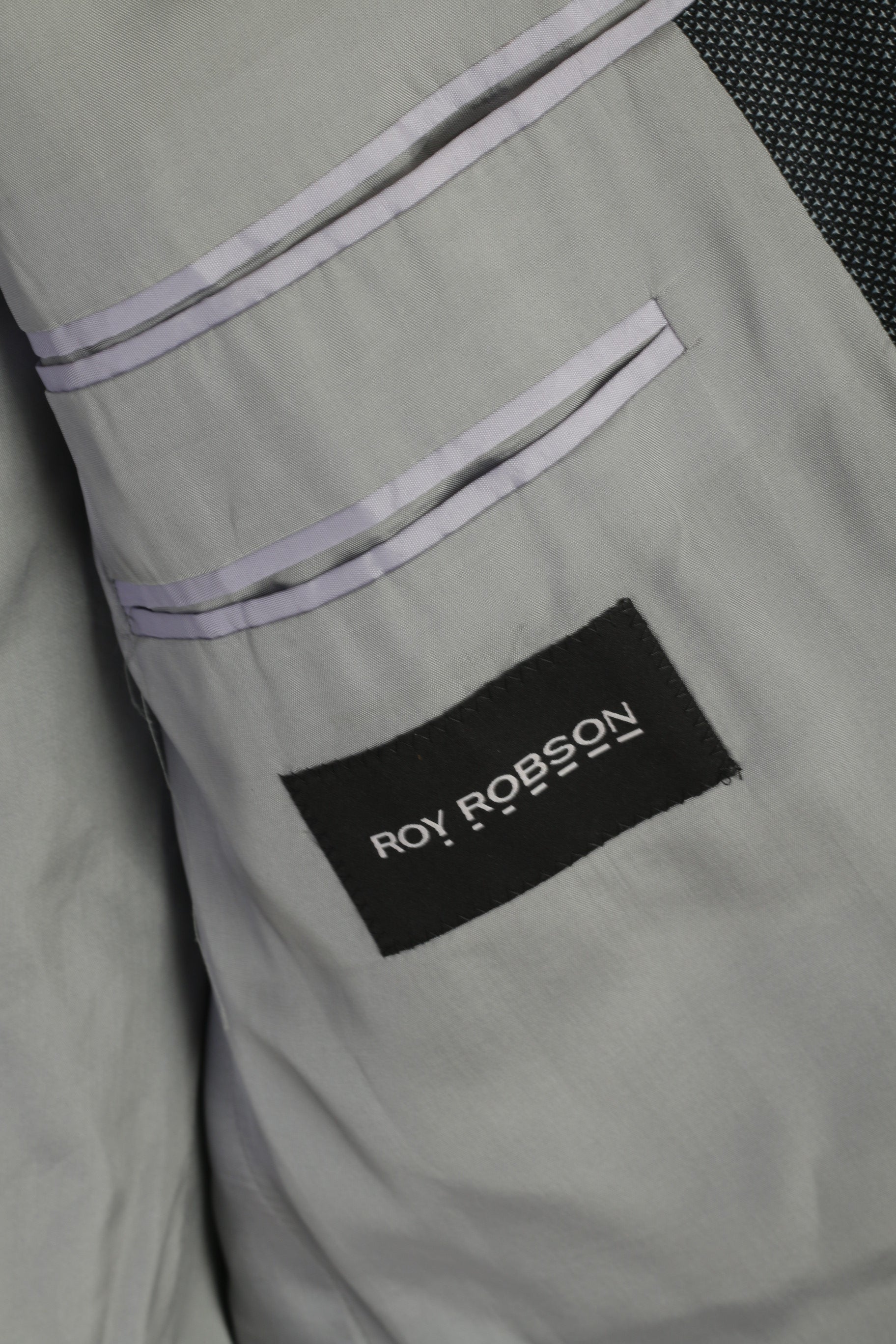 Roy Robson Men 54 44 Blazer Navy Woll Shoulder Pads Single Breasted Jacket