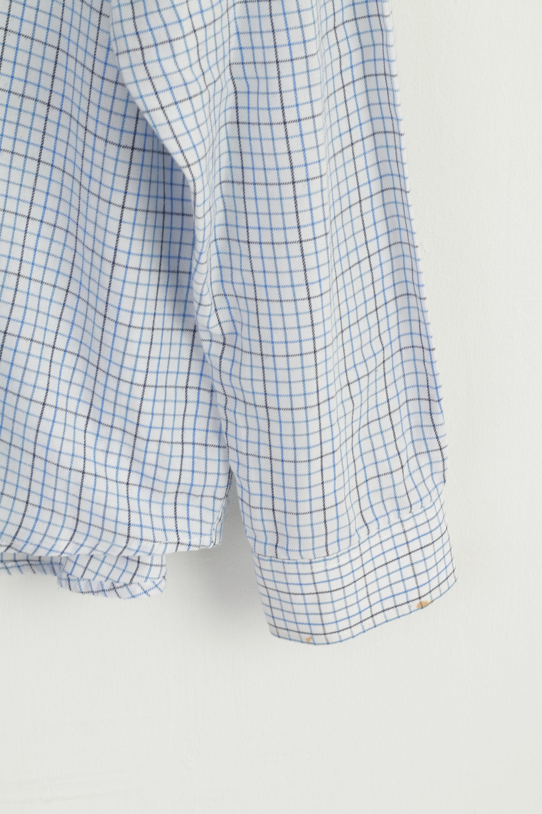 James Pringle Men XL Casual Shirt White Blue Check Cotton Long Sleeve Top