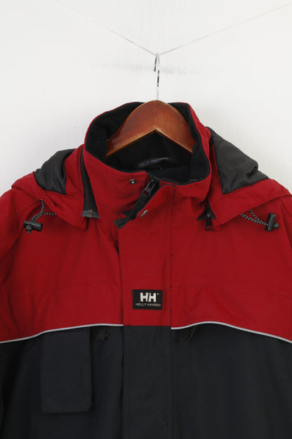 Helly Hansen Men L Jacket Padded Waterproof Detachable Hood Navy Blue Full Double Zipper Outwear Top