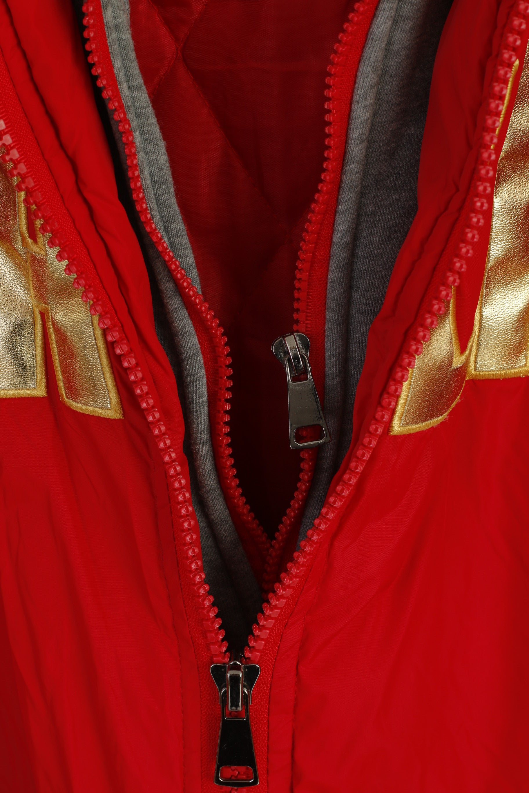 Q&A Women XXL Jacket Red Nylon Italia Hooded Full Zipper padded Unisex Top