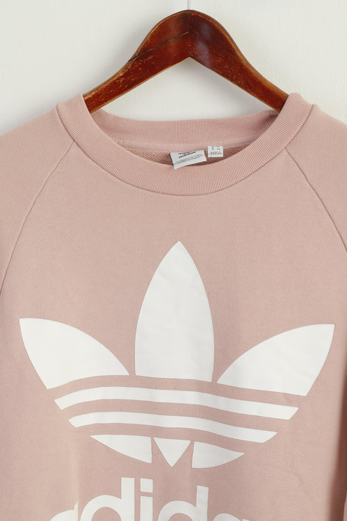 Adidas Women 12 M Sweatshirt Pink Cotton Classic Logo Crew Neck Top