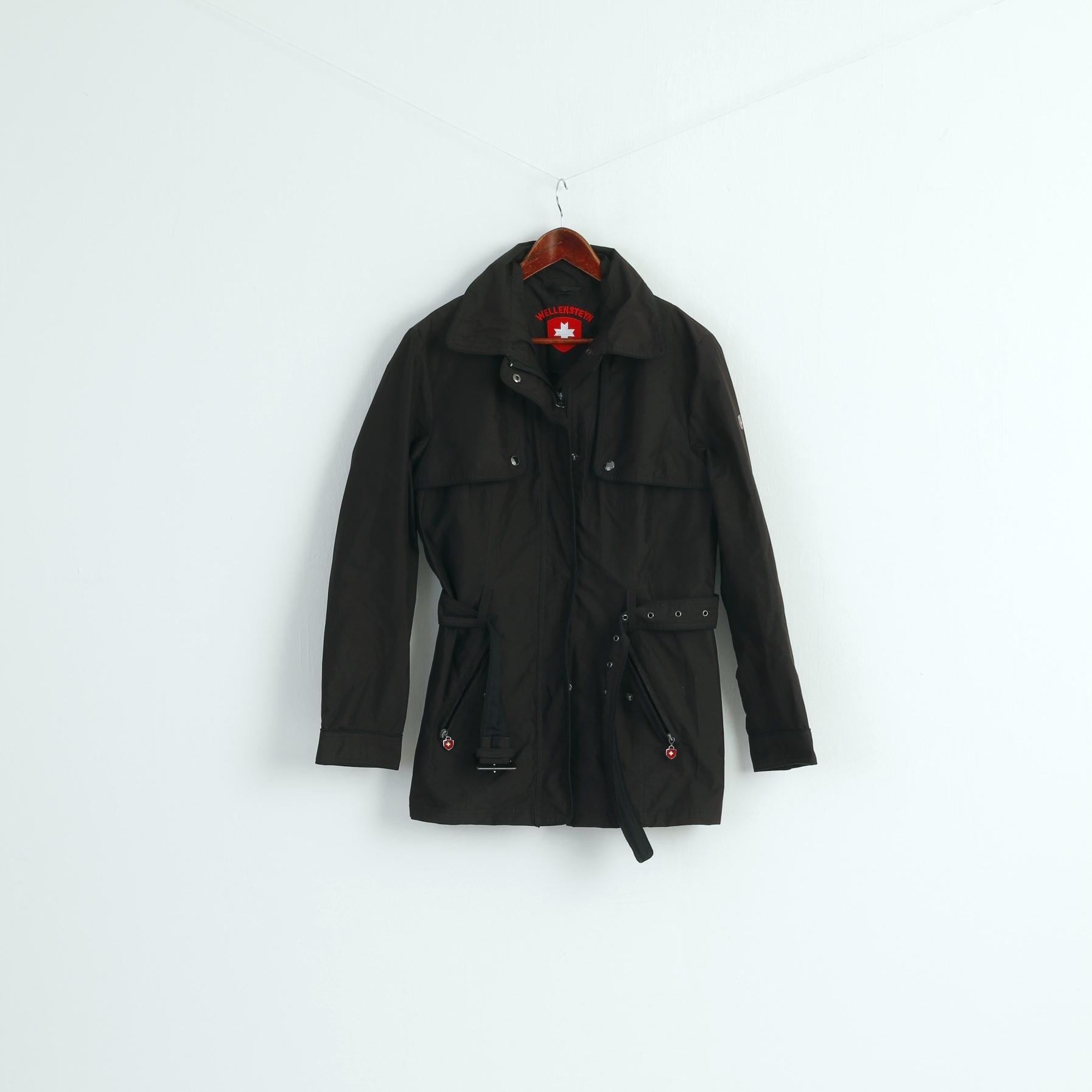 Wellensteyn Women M (S) Jacket Black Miami Long Belted Full Zipper Casual Top