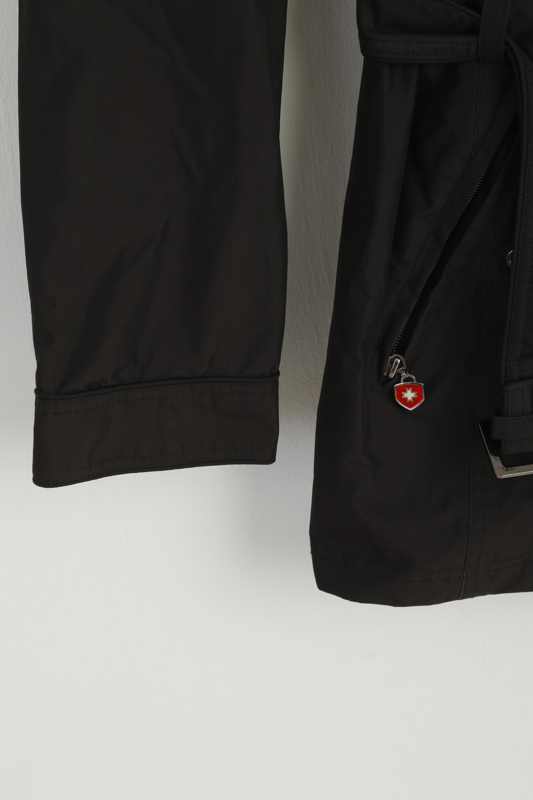 Wellensteyn Women M (S) Jacket Black Miami Long Belted Full Zipper Casual Top