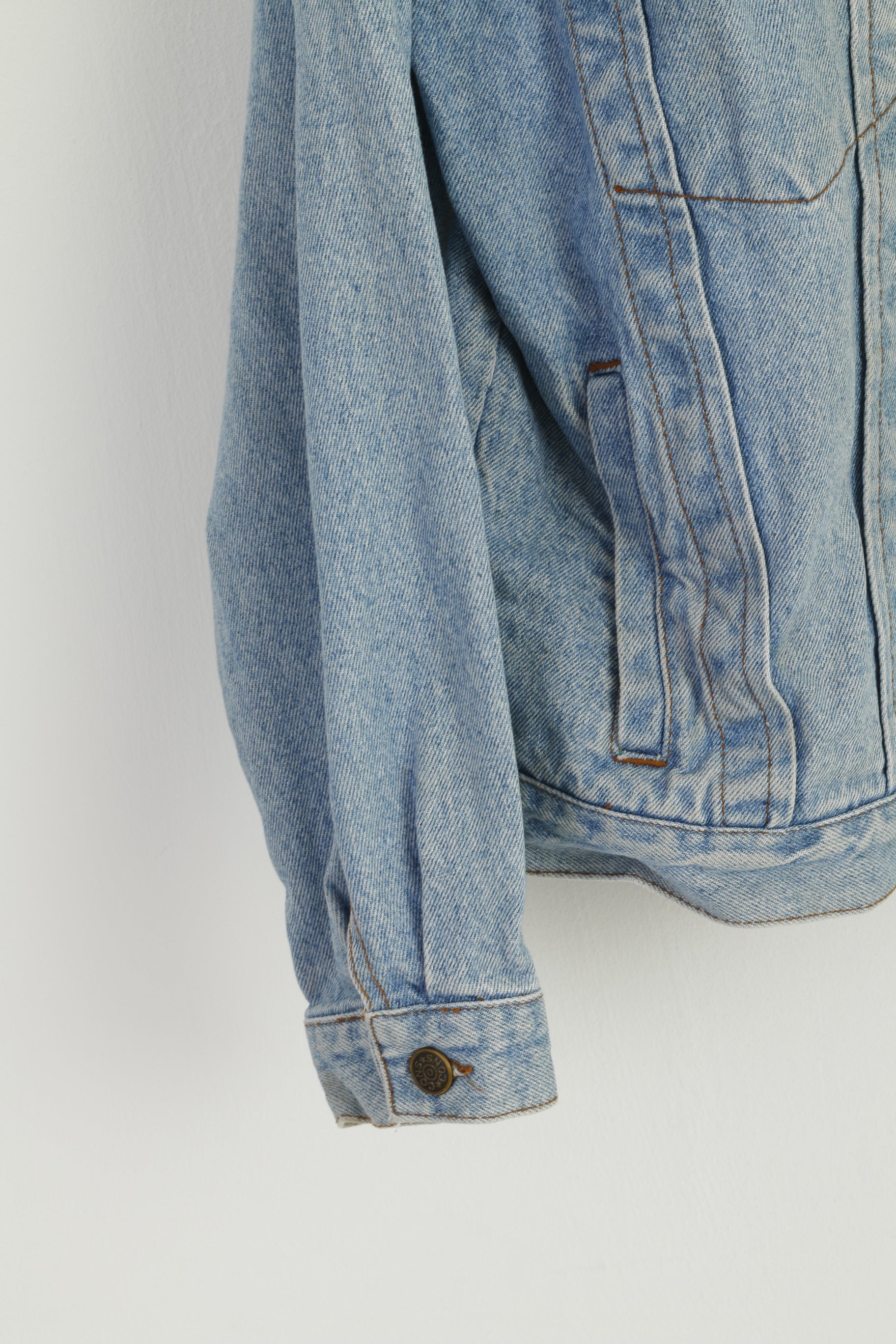 SUPER CONS Men L Denim Jacket Light Blue Cotton Vintage 90s Jeans Top