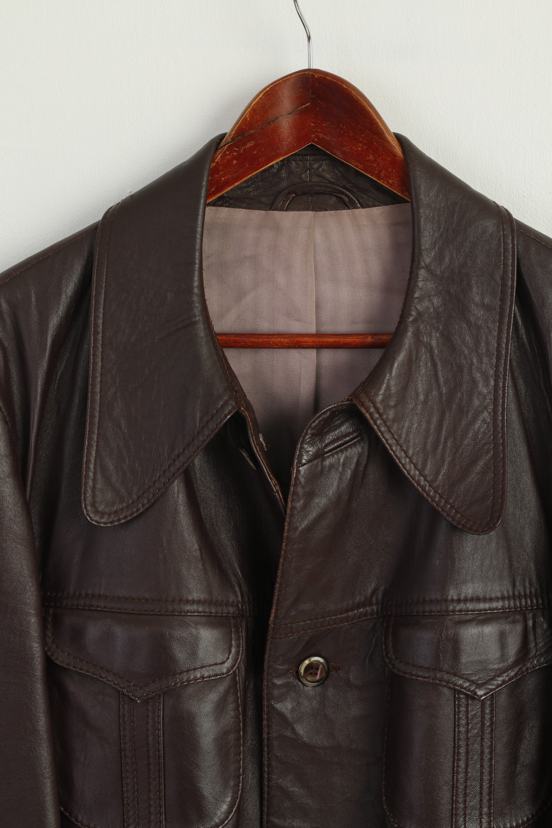 Meister Klasse Brisant Men 27 M Jacket Brown Leather Vintage Pockets Classic Top