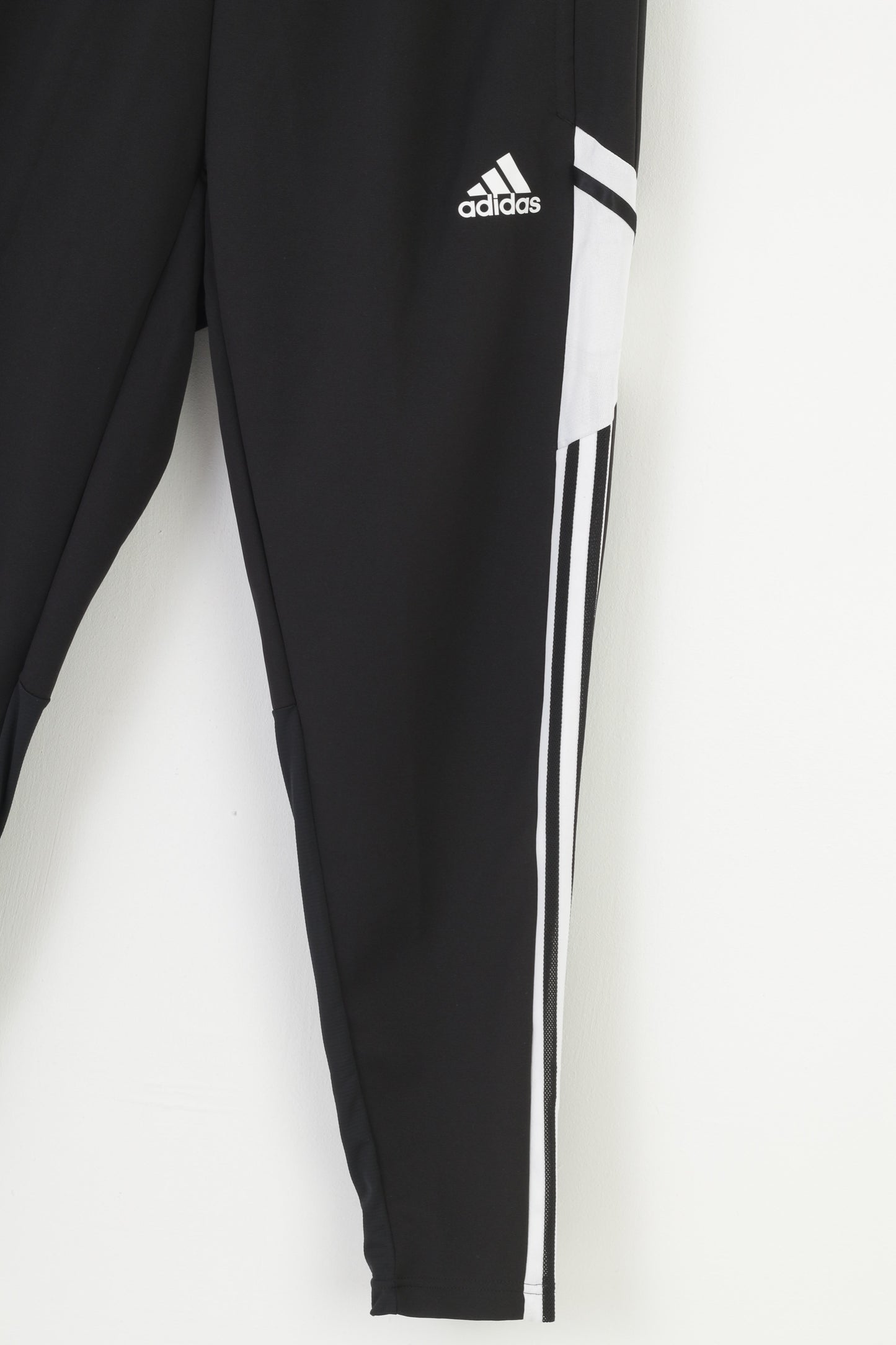 New Adidas Men XL Trousers 3Stripes Black Sport Elastic Waistband Sport Top