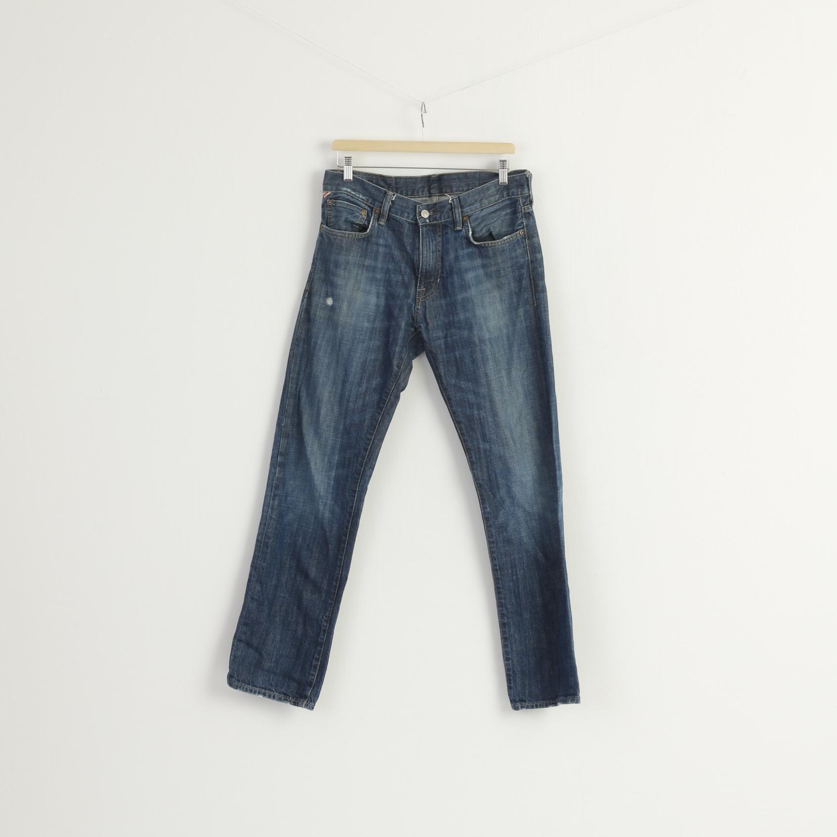 Denim & Supply Ralph Lauren Men 31 Trousers Navy Denim Cotton Straight Pants