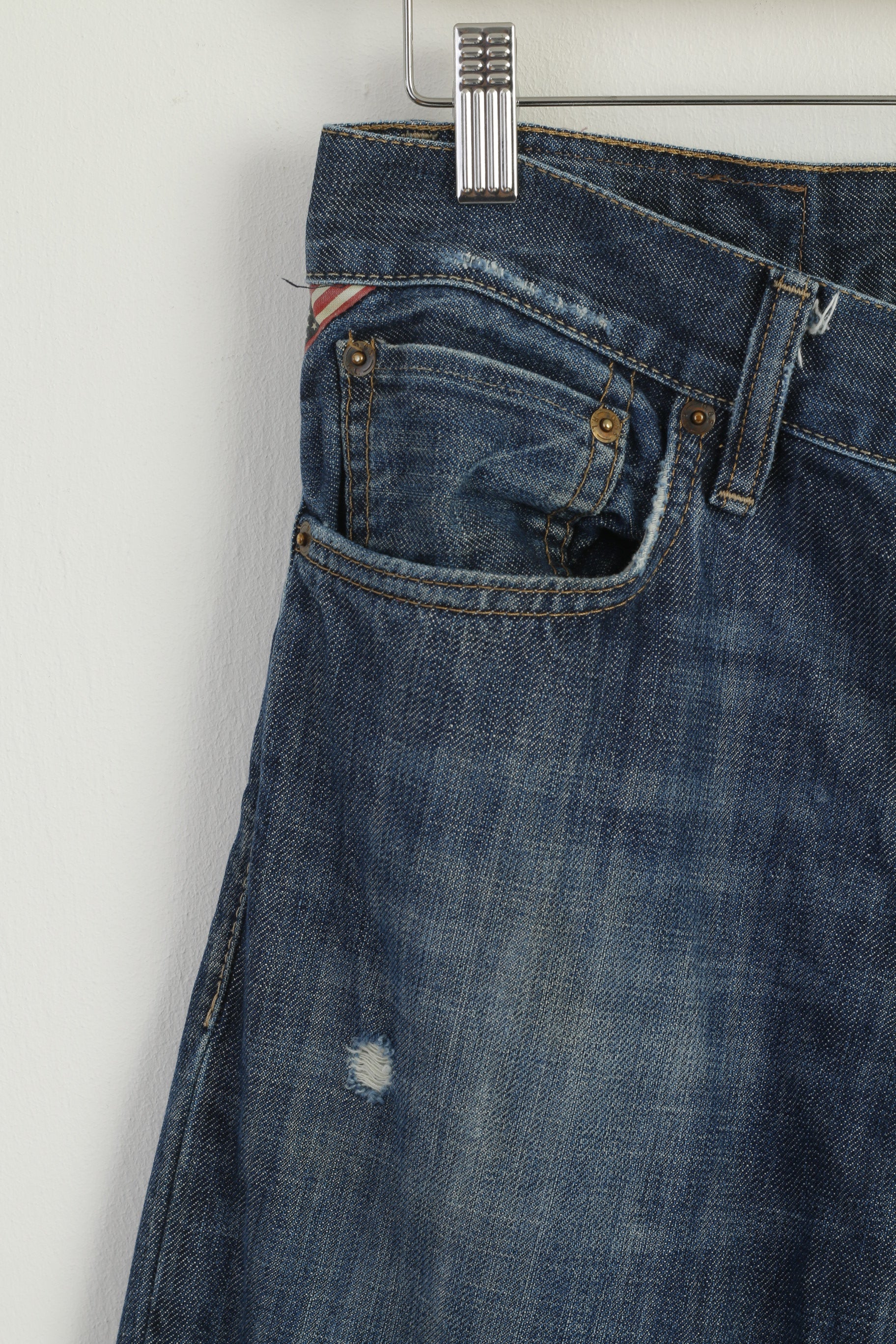 Denim & Supply Ralph Lauren Men 31 Trousers Navy Denim Cotton Straight Pants