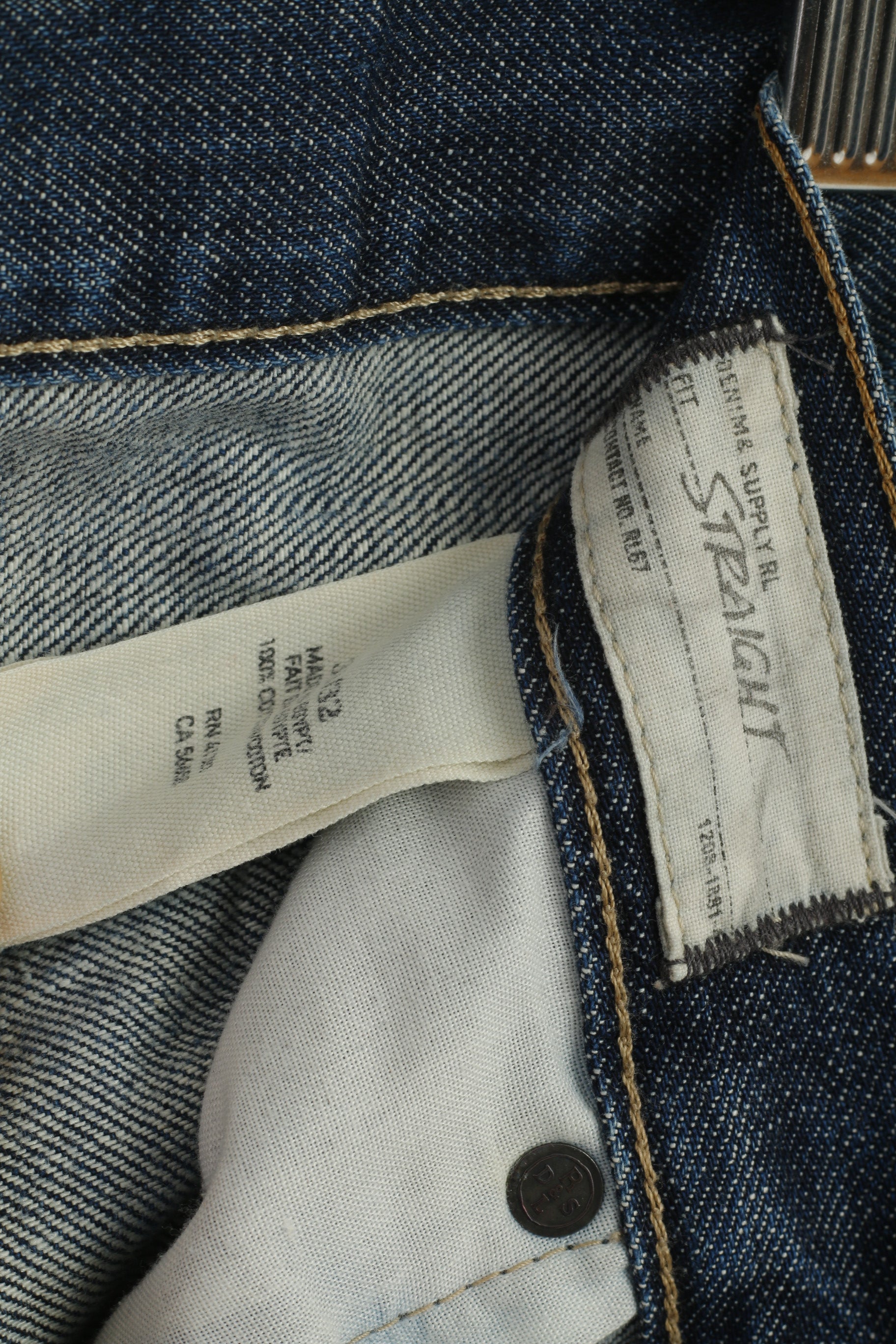 Denim & Supply Ralph Lauren Men 31 Trousers Navy Denim Cotton Straight Pants