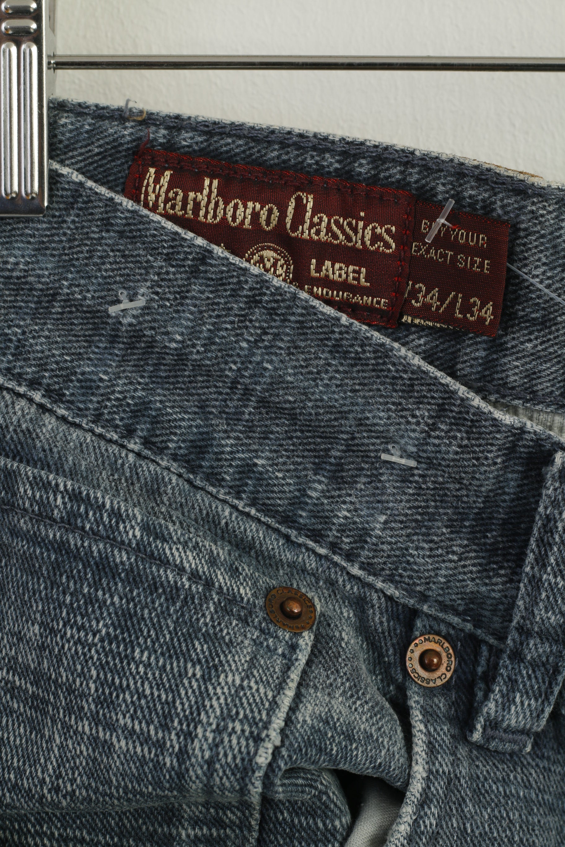 Marlboro Classics Men 34 Jeans Trousers Navy Denim Vintage Straight Pants