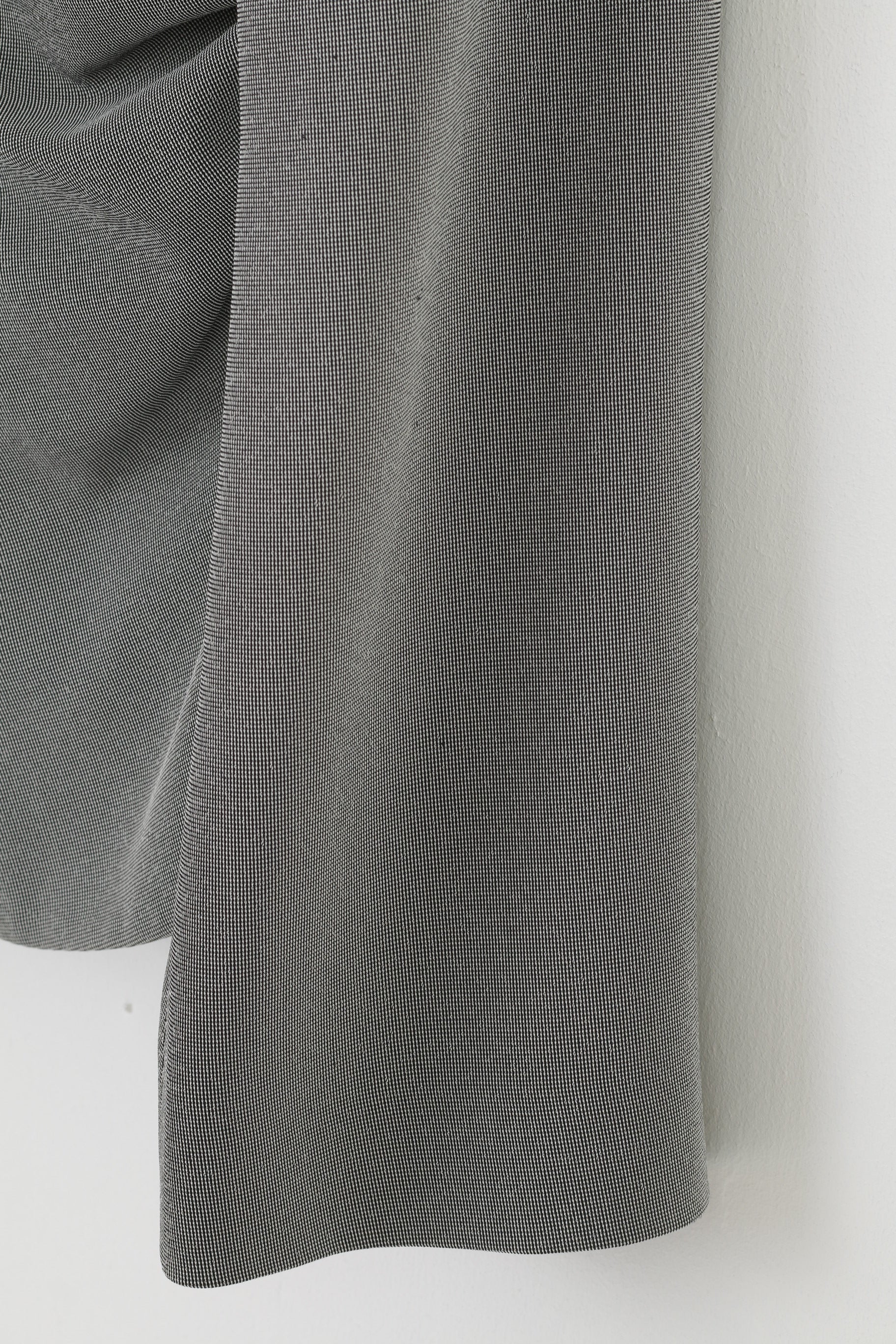 Armani Collezioni Woman 46 M Jacket Bottoms Vintage Breasted Shoulder Pads Grey Long Sleeve Top