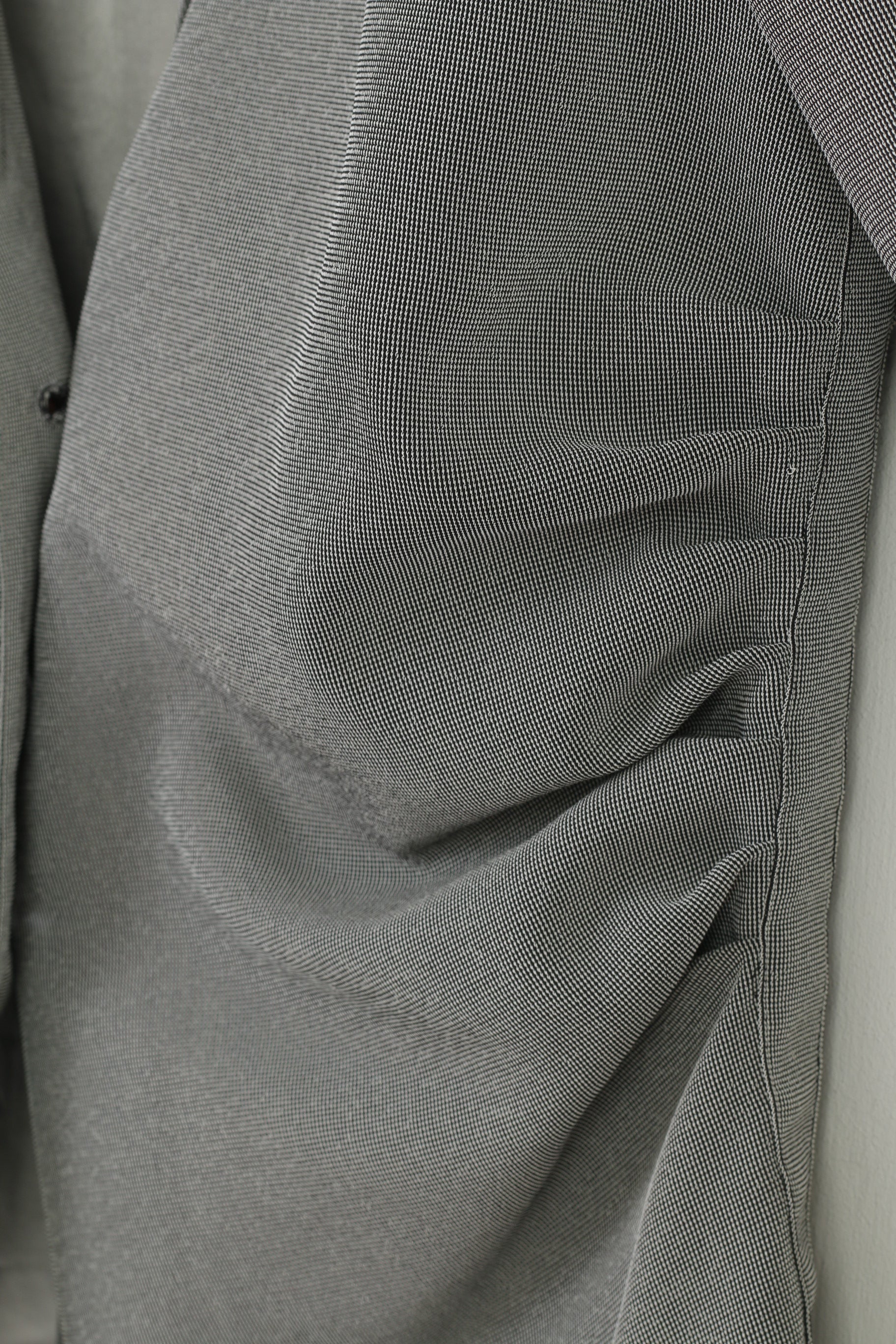 Armani Collezioni Woman 46 M Jacket Bottoms Vintage Breasted Shoulder Pads Grey Long Sleeve Top