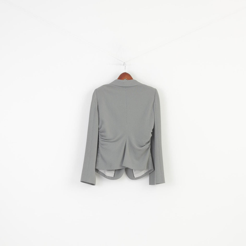 Armani Collezioni Woman 46 M Jacket Bottoms Vintage Breasted Shoulder Pads Grey Long Sleeve Top