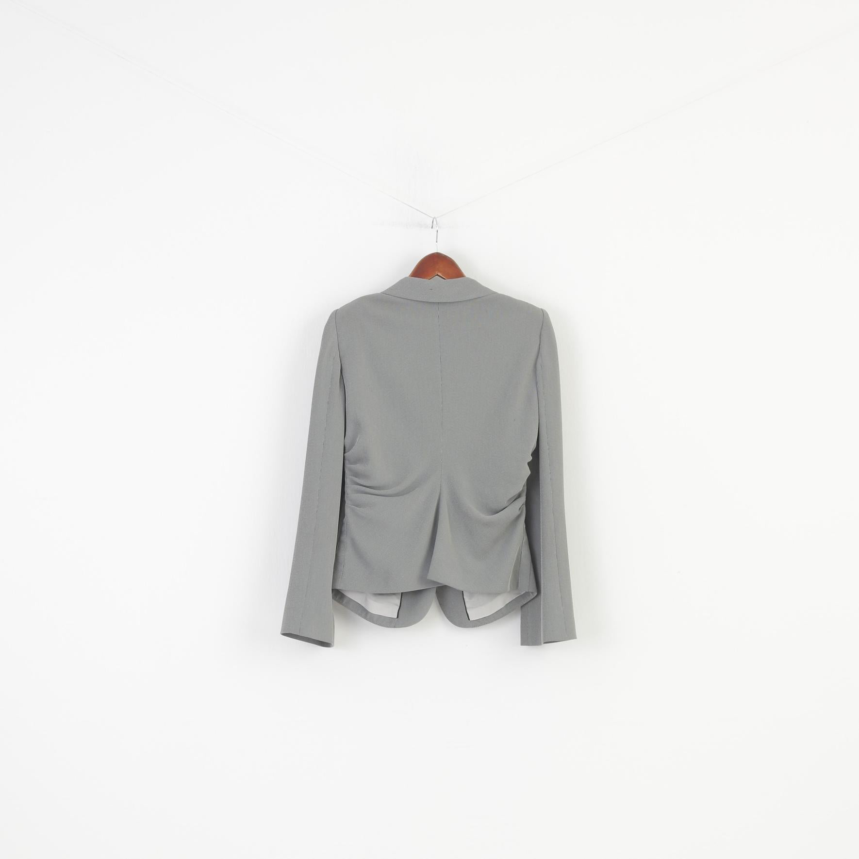 Armani Collezioni Woman 46 M Jacket Bottoms Vintage Breasted Shoulder Pads Grey Long Sleeve Top