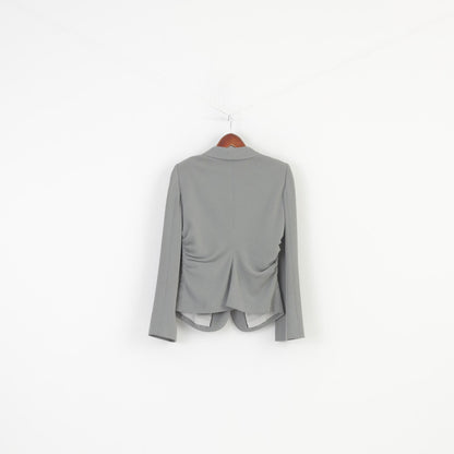 Armani Collezioni Femme 46 M Veste Bas Vintage Épaulettes Boutonnées Gris Haut À Manches Longues