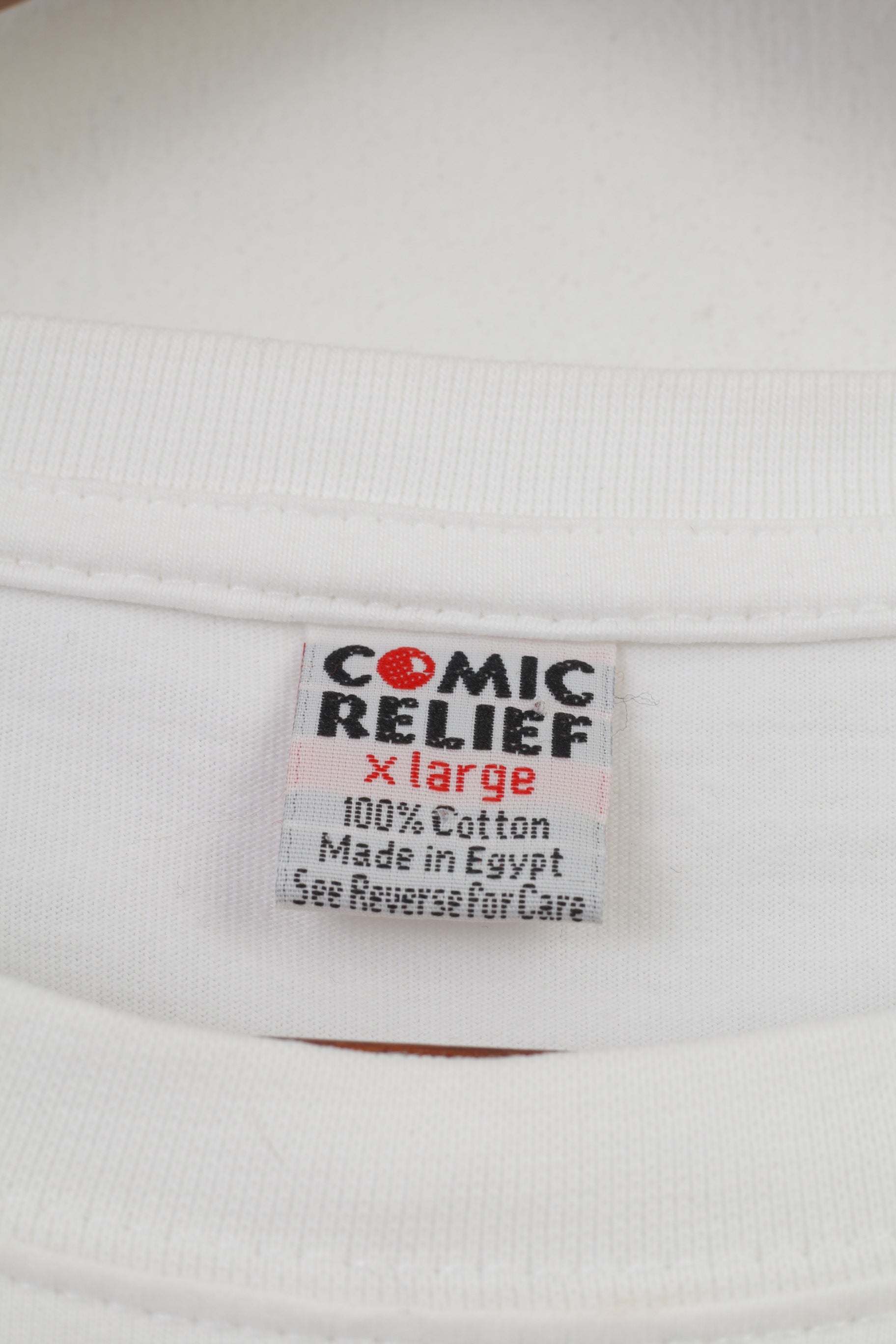 Comic Relief Men XL T-Shirt White Short Sleeve Cotton RND Oversize Graphic  Top