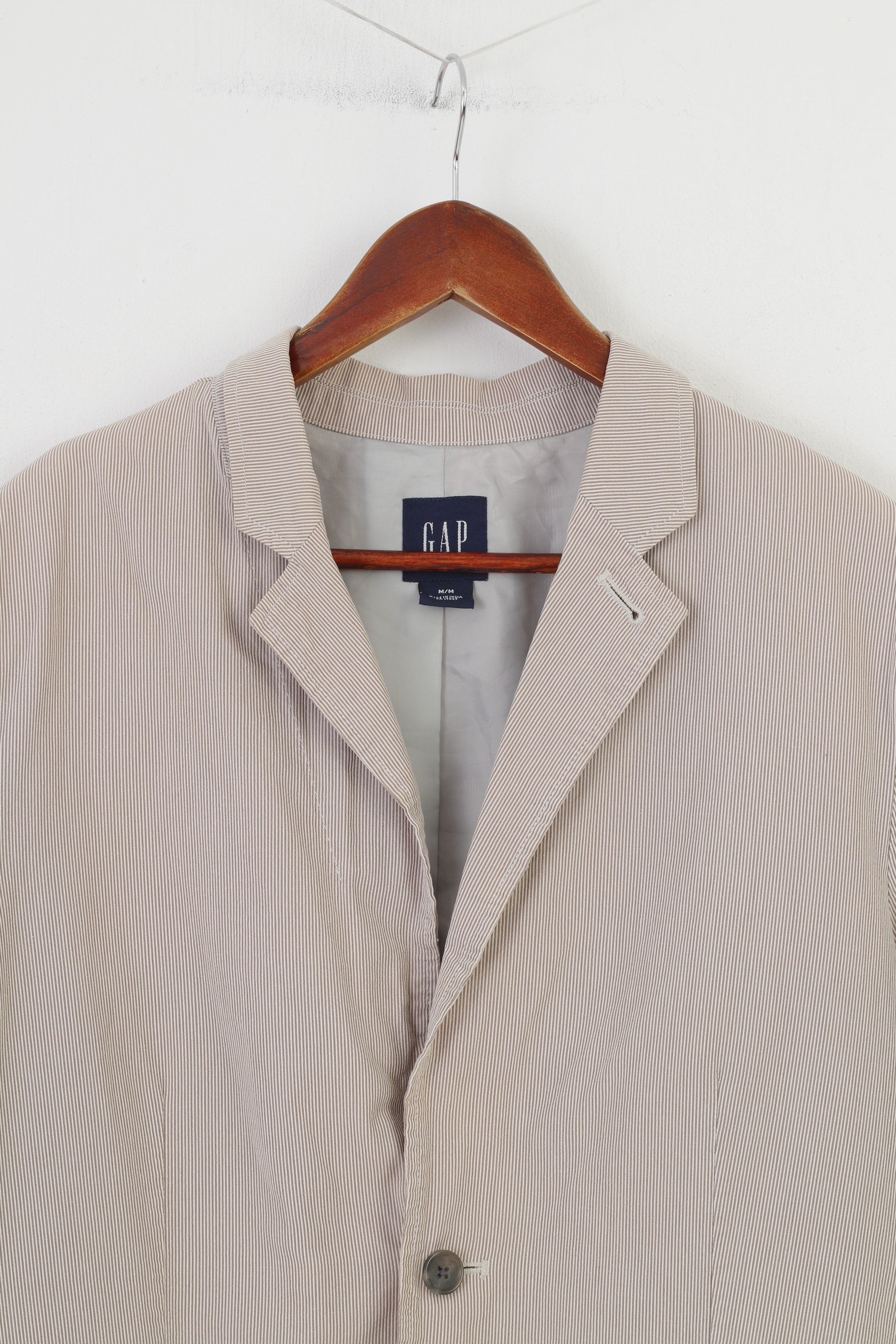 Gap Men M Blazer Breasted Striped Beige Bottoms Cotton Elegant Vintage  Top