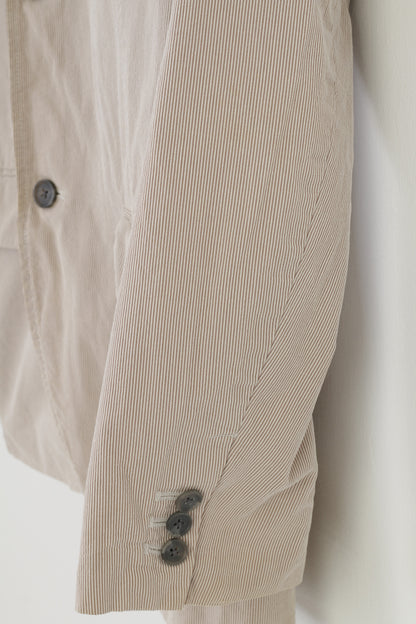 Gap Uomo M Blazer con petto a righe beige Pantaloni in cotone Elegante top vintage
