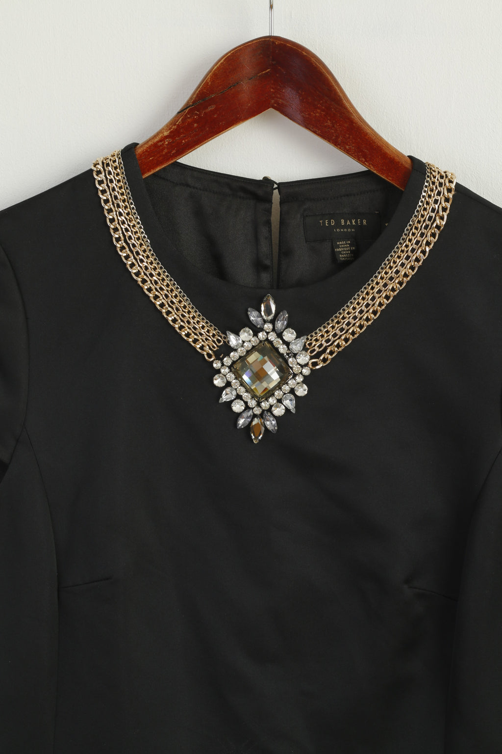 Ted Baker Women 1 S Mini Dress Black Shiny Chains Diamonds Elegant